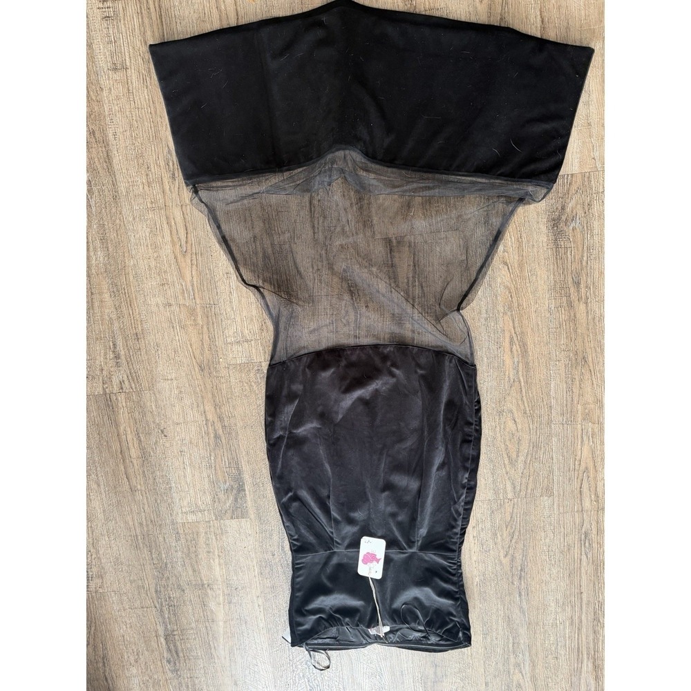 Black Crane Velvet Embroidered Strapless Dress Size S Formal Gothic Romantic - Picture 8 of 10